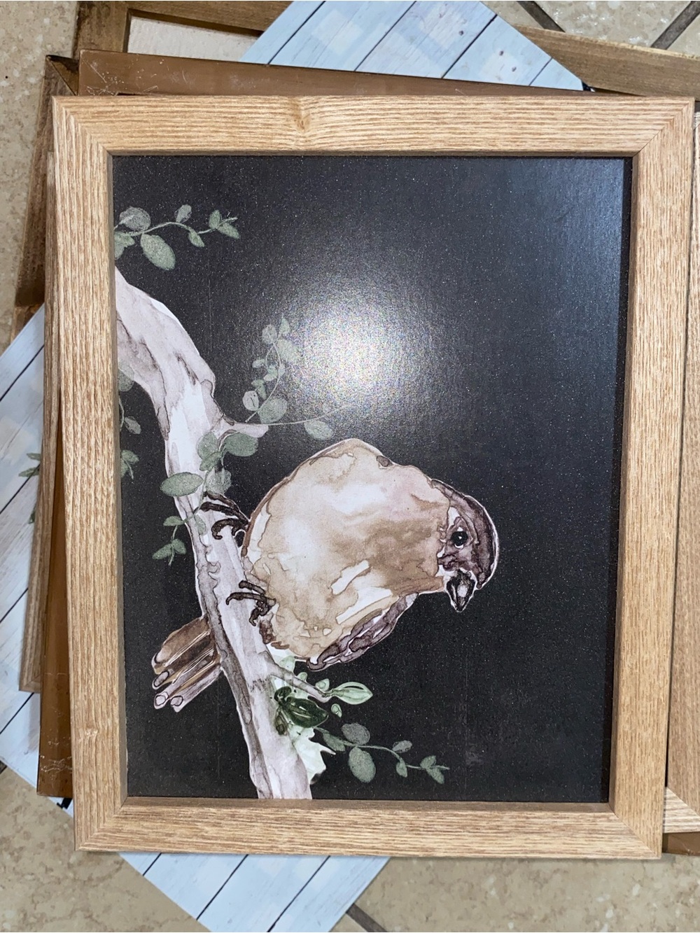 Framed Brown Sparrow Art Print - Rustic Home Accent